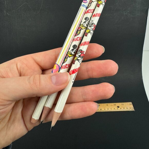 Vtg 3 Used Sharpened Disney Mickey Minnie Mouse Wood Pencils Collect Made in USA - Picture 4 of 10